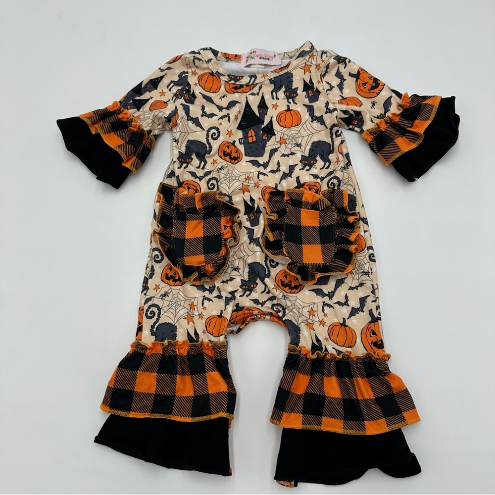 Clover Cottage (0-6mo) Halloween Ruffle Romper